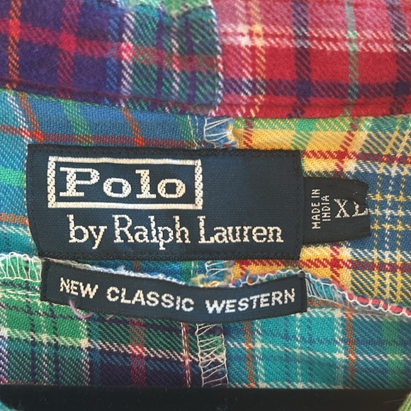 Polo Ralph Lauren men’s madeas patchwork Western long sleeve shirt. Size XL - Picture 2 of 8
